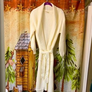Look at this beauty!!  Gorgeous NWT long white sweater coat!!